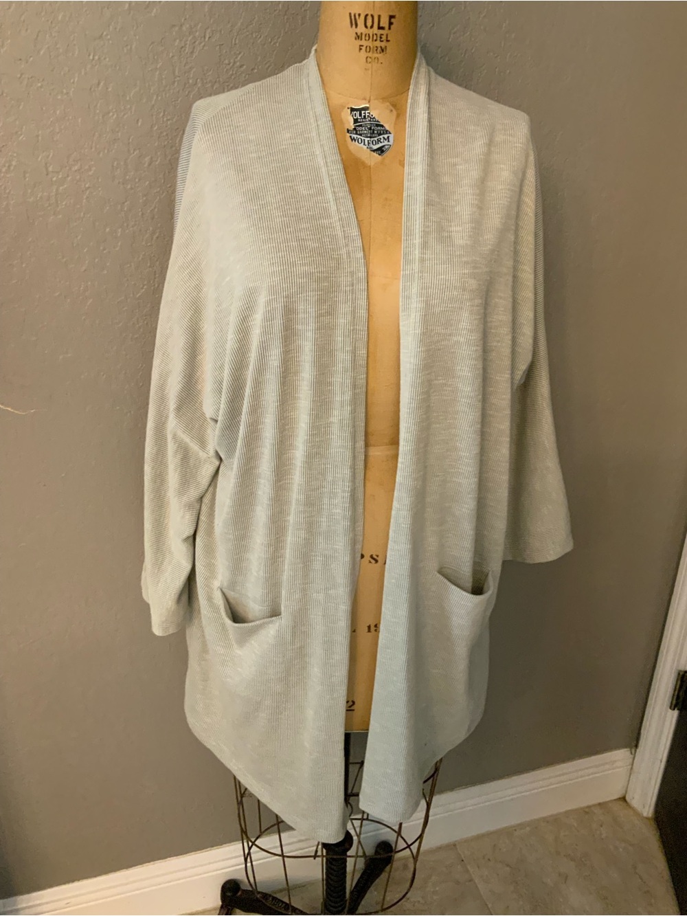 DONNI. Oatmeal Colored Open-Front Cardigan with Pockets, One Size Fits All